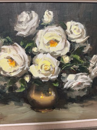 Cuadro para pared de flores blancas