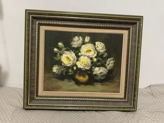 Cuadro para pared de flores blancas