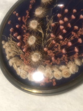 Quadro Vintage Flores Secas Vidro Bombê