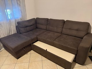 Divano letto con penisola e con contenitore