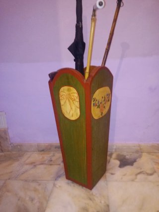 Paragüero y perchero madera pintado a mano