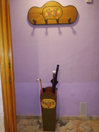Paragüero y perchero madera pintado a mano