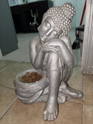 Figura Buda Decorativa Plateada