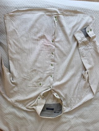 Camisa Venezia cuadros beige y verde