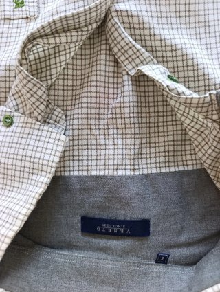 Camisa Venezia cuadros beige y verde