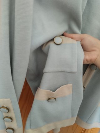 Cárdigan vintage Diego de León, azul y beige
