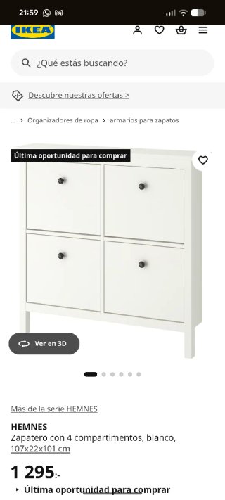 Zapatero Ikea Hemnes 4 compartimentos