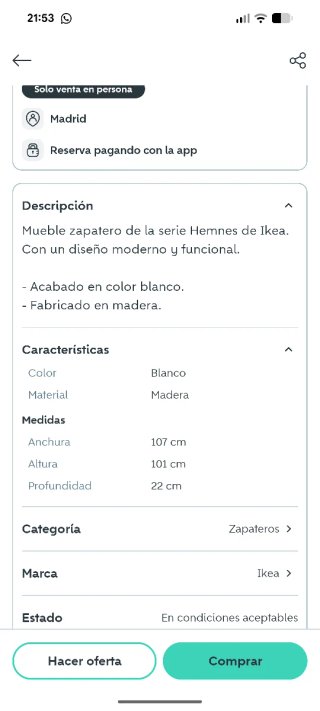 Zapatero Ikea Hemnes 4 compartimentos