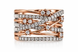 Anillo oro y plata con diamantes