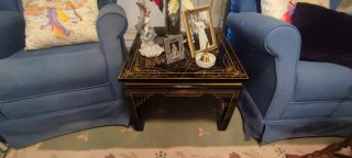 Mesa auxiliar antigua madera y cristal