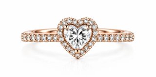 Anillo Corazón Oro Rosa Diamantes