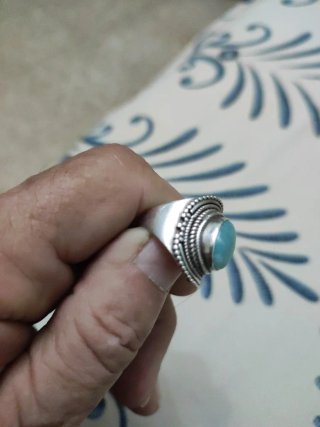 Anillo Amazonita Plata Ancho Dedo Pequeño