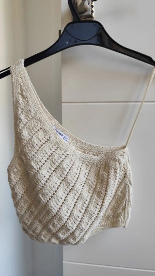 Top Crochet Stradivarius Beige Talla XS