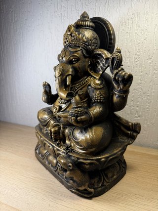 Estátua Ganesha Dourada e Preta 25cm