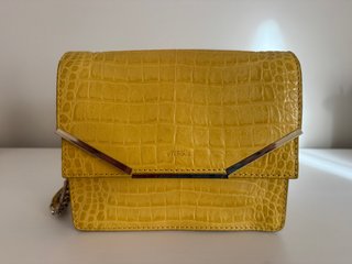 Bolso Uterqüe Piel Cocodrilo Amarillo
