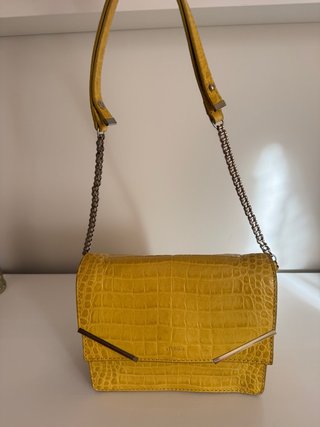 Bolso Uterqüe Piel Cocodrilo Amarillo