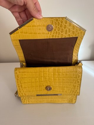 Bolso Uterqüe Piel Cocodrilo Amarillo
