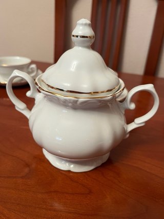 Juego de café Pontesa porcelana oro blanco