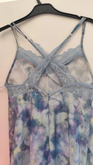 Vestido lencero azul y morado