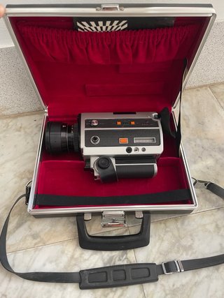 Cámara Super 8 Vintage Maletín Rojo/Plata