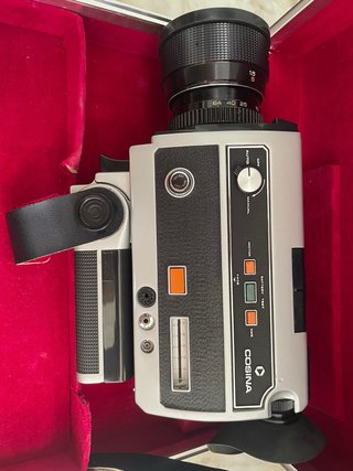 Cámara Super 8 Vintage Maletín Rojo/Plata