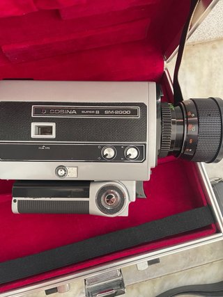 Cámara Super 8 Vintage Maletín Rojo/Plata