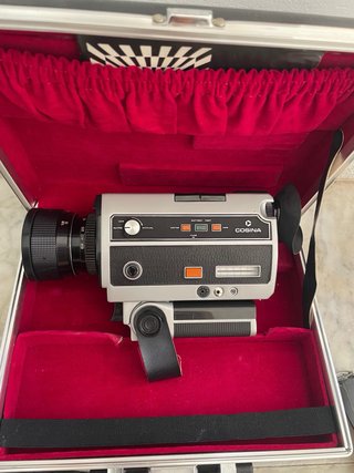 Cámara Super 8 Vintage Maletín Rojo/Plata