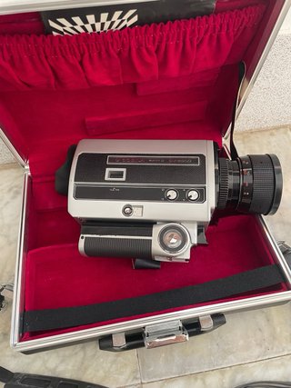 Cámara Super 8 Vintage Maletín Rojo/Plata