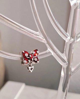 Charm Lazo Minnie Rojo y Plata