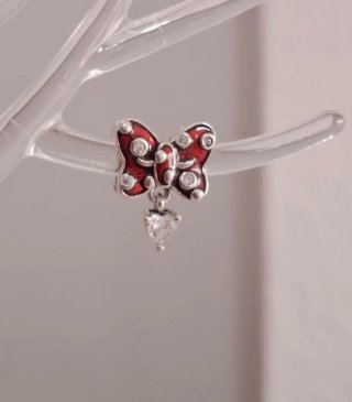 Charm Lazo Minnie Rojo y Plata