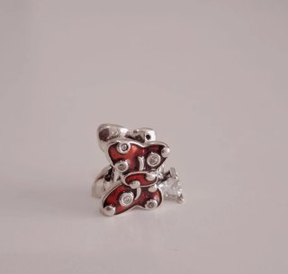 Charm Lazo Minnie Rojo y Plata