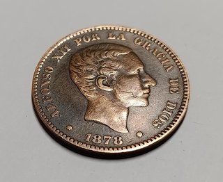 Moneda 10 Céntimos Alfonso XII 1878 Cobre MBC.