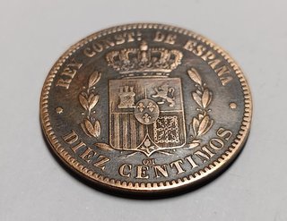 Moneda 10 Céntimos Alfonso XII 1878 Cobre MBC.