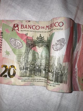 Billete 20 pesos mexicanos 2021