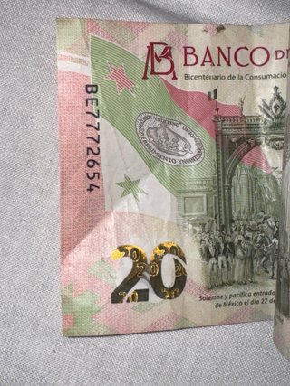 Billete 20 pesos mexicanos 2021