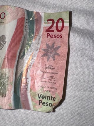 Billete 20 pesos mexicanos 2021