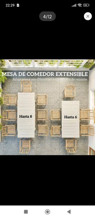 Mesa extensible jardín beige