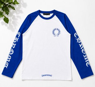 Camiseta manga larga azul y blanca estilo vintage