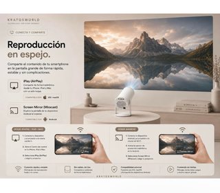 Proyector Kratosworld Android 14 Blanco