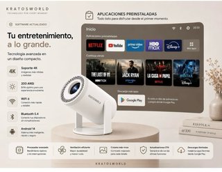 Proyector Kratosworld Android 14 Blanco