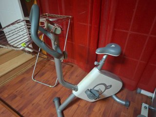Bicicleta Estática Gris y Blanca