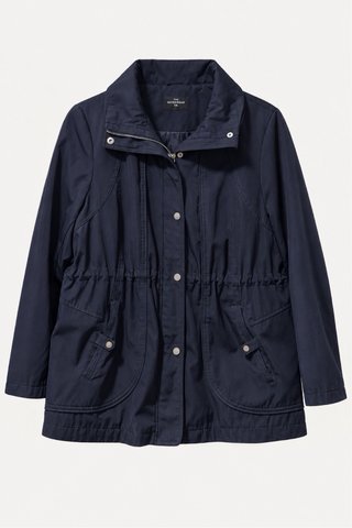 Chaqueta parka azul marino con cintura ajustable