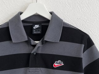 Polo Nike Rayas Gris y Negro Vintage