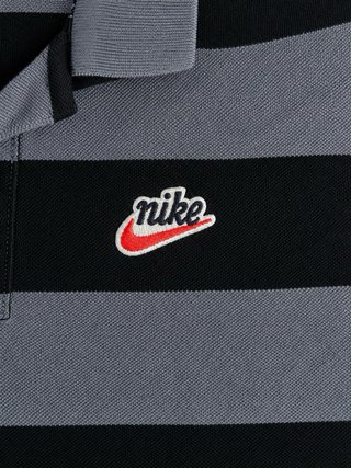 Polo Nike Rayas Gris y Negro Vintage