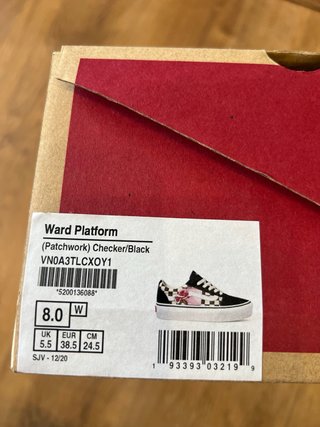 Zapatillas Vans cuadros y flor rosa talla 38,5.