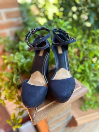 Scarpe con zeppa blu navy n.36