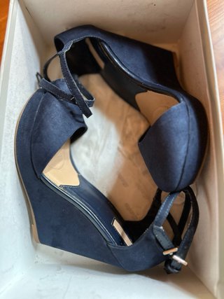 Scarpe con zeppa blu navy n.36