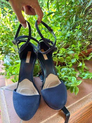Scarpe con zeppa blu navy n.36