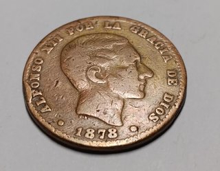 Moneda 10 céntimos Alfonso XII 1878 Cobre
