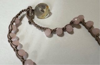 Collana uncinetto perle rosa e stelle oro